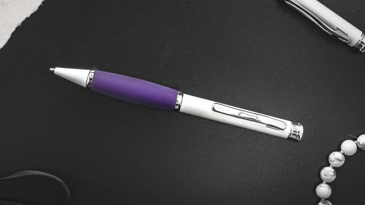 Budget โ Pen Savings Executive Metal Ballpoint Pen, Pearl White & Purple โญ - Image 2