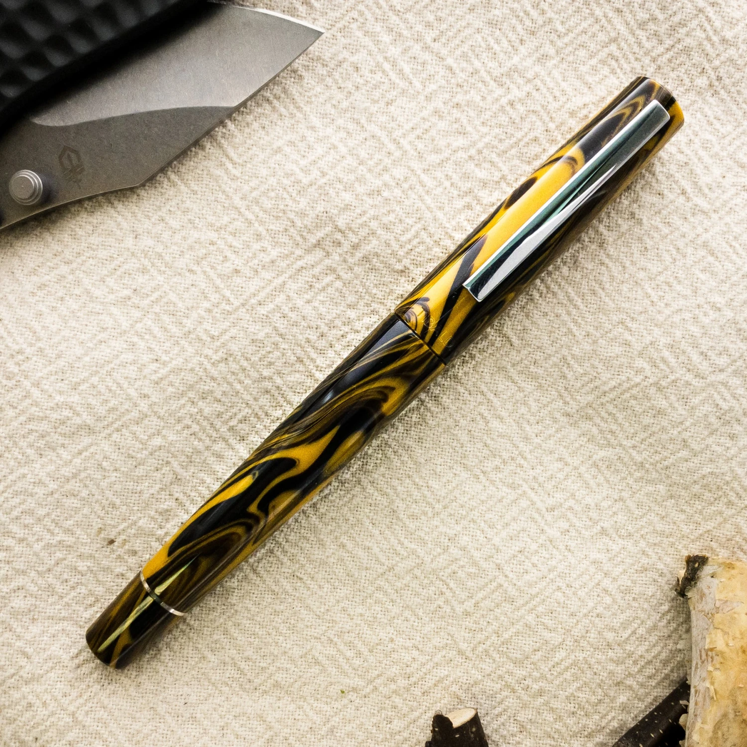 Best Sale βοΈ Tibaldi Infrangibile Special Edition Chrome Yellow Fountain Pen, Full Resin, Fine Point π - Image 2