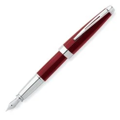 New ✔️ Cross Aventura Fountain Pen, Fire Engine Red Lacquer & Chrome, Medium Nib 🧨