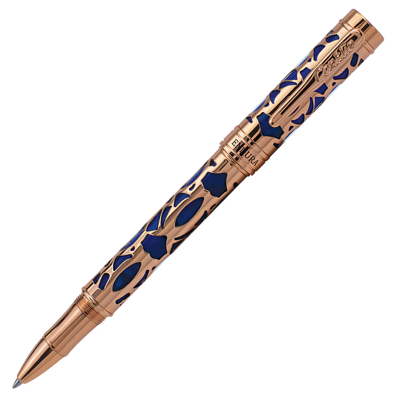 Brand new π Conklin Endura Deco Crest Rollerball Pen, Blue & Rose Gold β