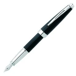 New ❤️ Cross Aventura Fountain Pen, Black Lacquer & Chrome, Medium Nib 🛒