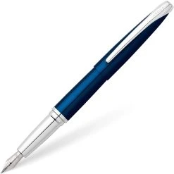 Hot Sale ⭐ Cross ATX Fountain Pen, Translucent Blue & Chrome, Fine Nib ✔️