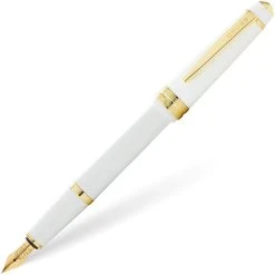Coupon 😉 Cross Bailey Light Fountain Pen, Polished White & Gold 💯