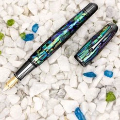 Best deal 💯 Monteverde Limited Edition Super Mega Abalone Fountain Pen, Gunmetal Trim, Solid 14k Gold Flex Nib 🎉