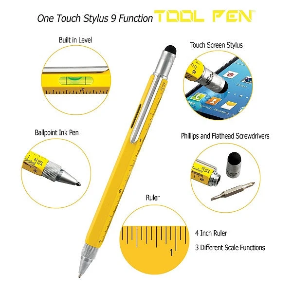 Deals 👏 Monteverde 9 In 1 One Touch Tool Ballpoint Pen & Stylus, Yellow ⭐ - Image 2