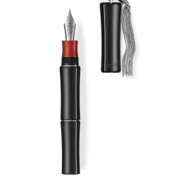 Buy 👍 Tibaldi Bamboo Rich Black Resin Fountain Pen, Sterling Silver Tassel, Medium Nib 🧨