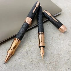 Discount 🥰 Pineider Limited Edition Forged Carbon Rollerball Pen, Rose Gold Trim 🥰