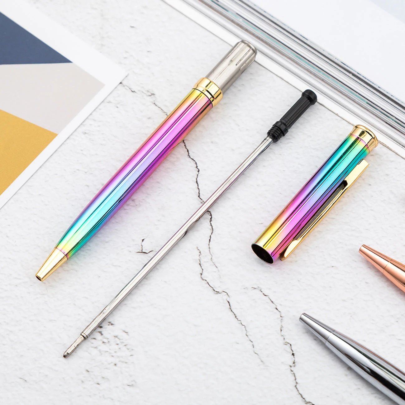 Best Sale ๐คฉ Pen Savings Skyline Metal Rainbow Ballpoint Pen, Gold Plated Accents ๐ - Image 2