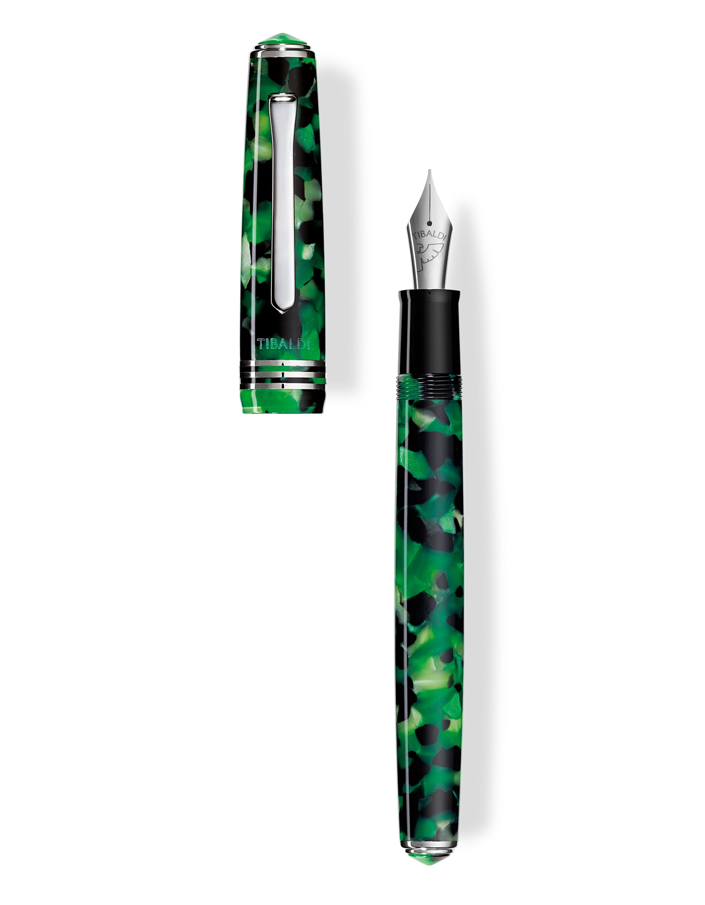 Budget 𧨠Tibaldi N60 Emerald Green Resin Fountain Pen, Palladium Trim, Extra-Fine Nib β