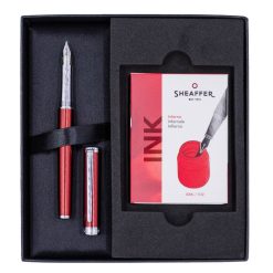 Promo ???? Sheaffer Intensity Fountain Pen & Ink Set, Herringbone Red, Medium Nib ????