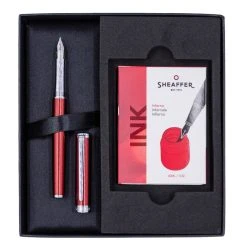 Promo π Sheaffer Intensity Fountain Pen & Ink Set, Herringbone Red, Medium Nib π―