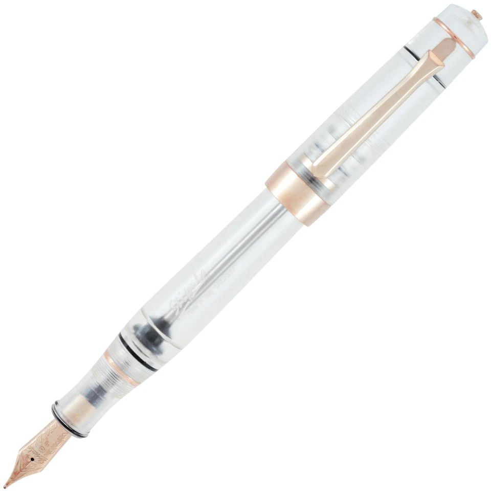 Outlet π Stipula Suprema Nuda Limited Edition Fountain Pen, Clear Demo, Rose Gold Trim, Fine 14K Nib π