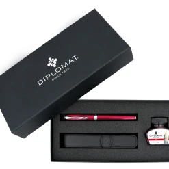Discount 😉 Diplomat Excellence A2 Fountain Pen Gift Set, Skyline Red 🎁