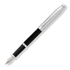 Discount 🧨 Cross Century II Engraved Tuxedo Chrome & Black Fountain Pen, Medium Nib 💯