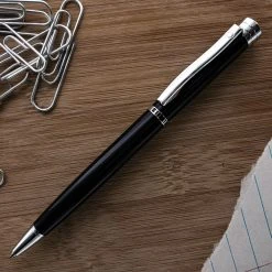 New ✔️ Monteverde Strata Ballpoint Pen, Black & Chrome ✔️