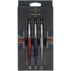 Best deal 🎁 Parker 3-Piece Jotter Set, Blue Ballpoint Pen, Red Gel Pen, Stainless Pencil ✨