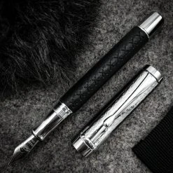 Deals 🧨 Conklin Duragraph Special Edition Royal Fountain Pen, Leather & Chrome 🎁