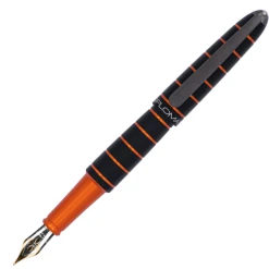 Budget 😍 Diplomat Elox Ring Black/Orange Fountain Pen, 14kt Gold Nib 😍