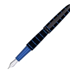 New ⭐ Diplomat Elox Ring Black/Blue Fountain Pen ⭐